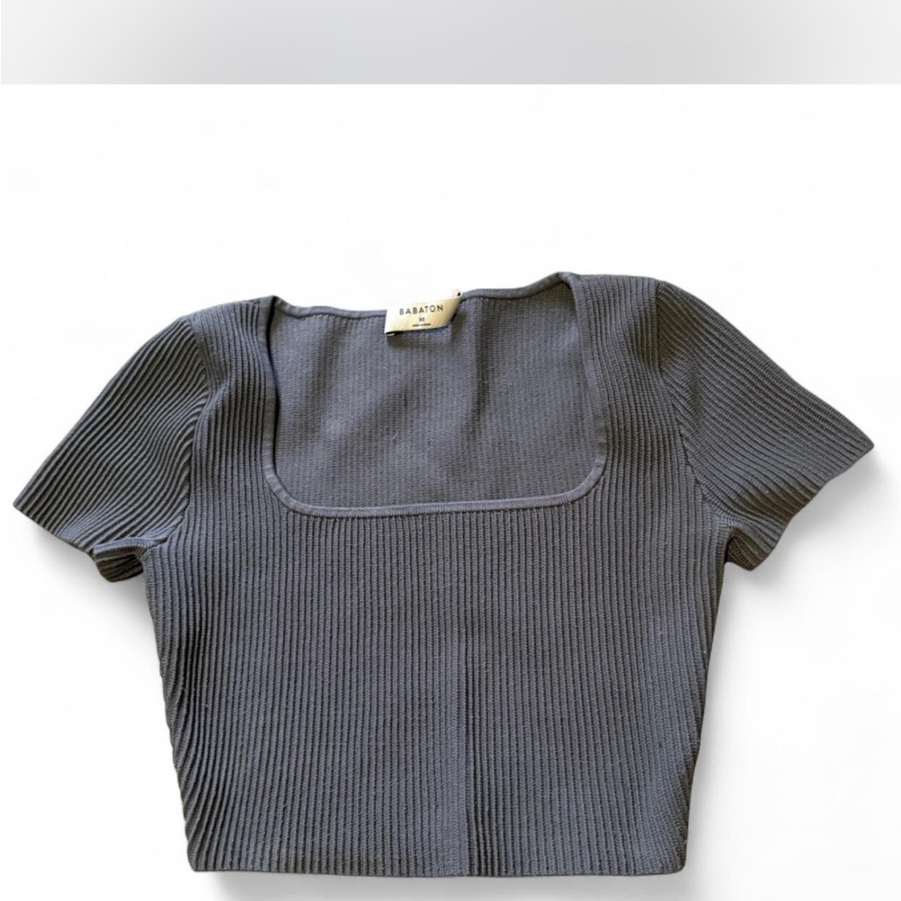Babaton Charcoal Ribbed Crop Top